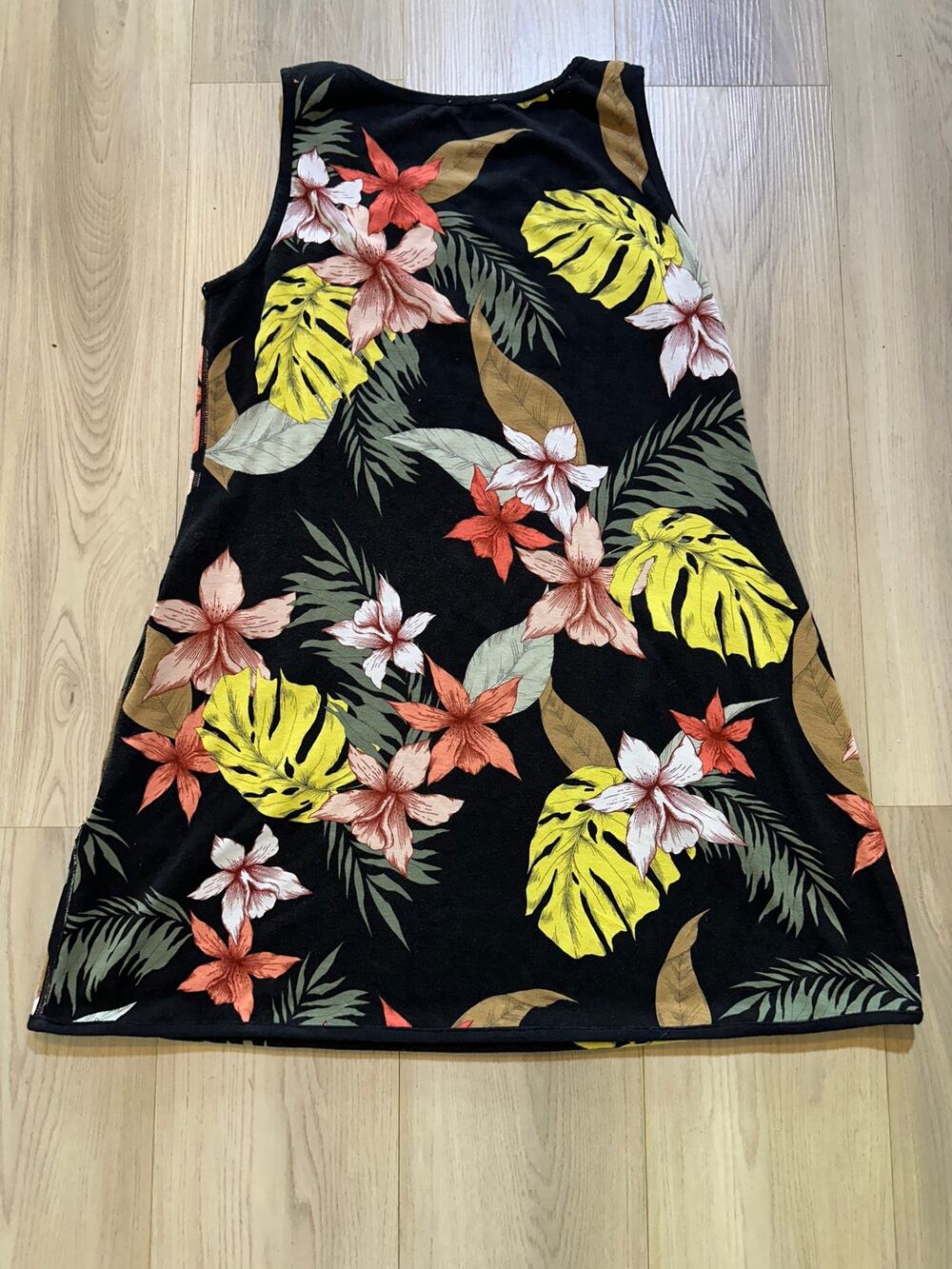 Tribal Jeans Reversible Tropical Floral Swing Dress Sleeveless Black Size M